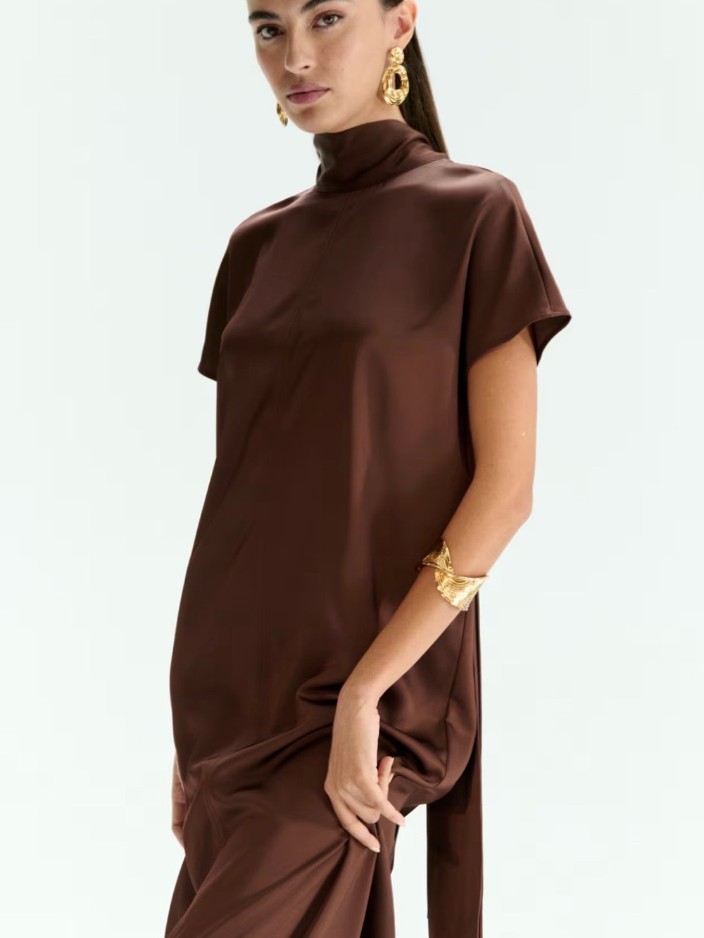 H&M Brown Maxi Dress with High Neck - Picture 3 of 4